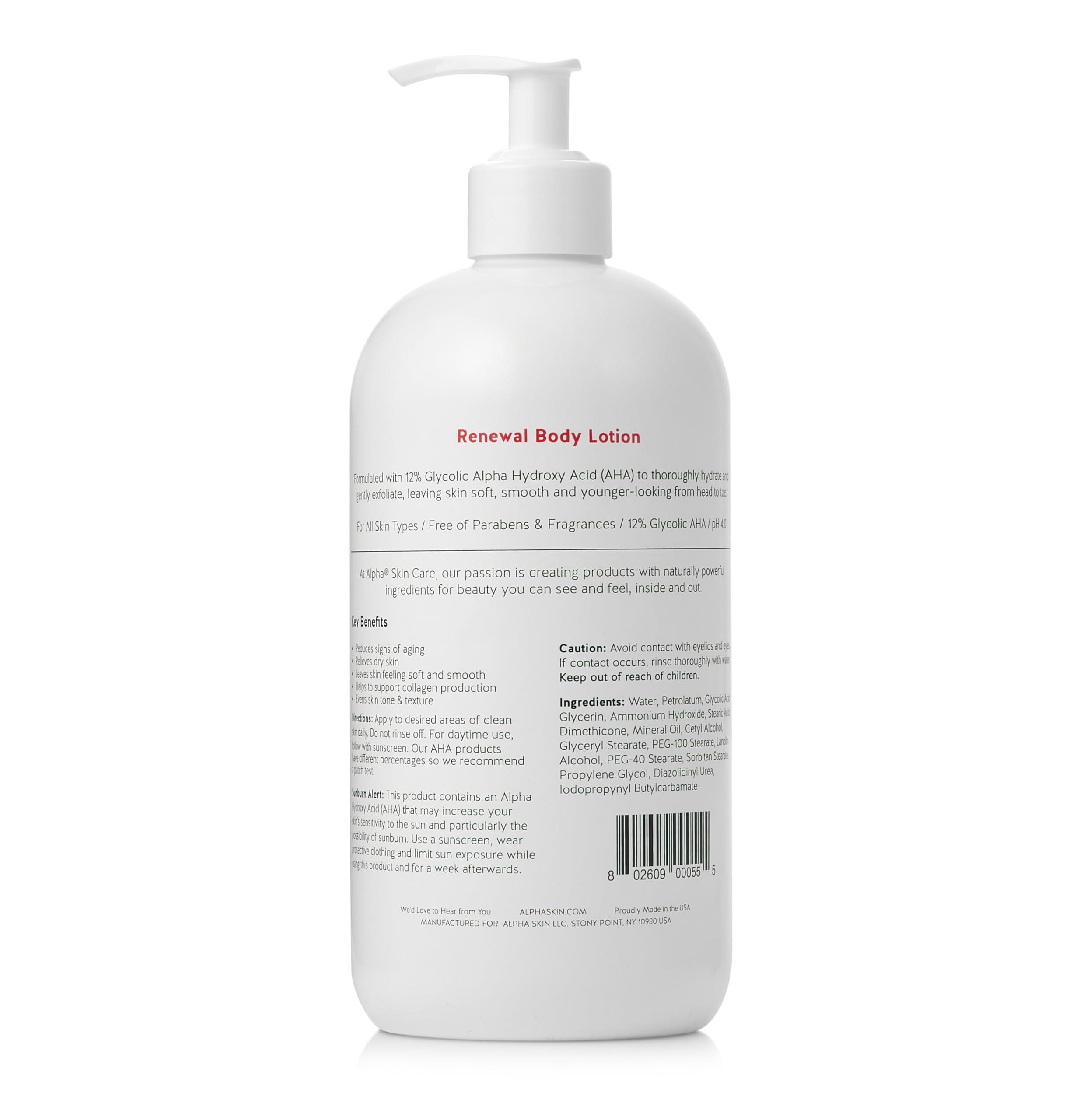 Alpha Skin Care Revitalizing Body Lotion – 12% Glycolic AHA, Hydration & Gentle Exfoliation, 23 oz