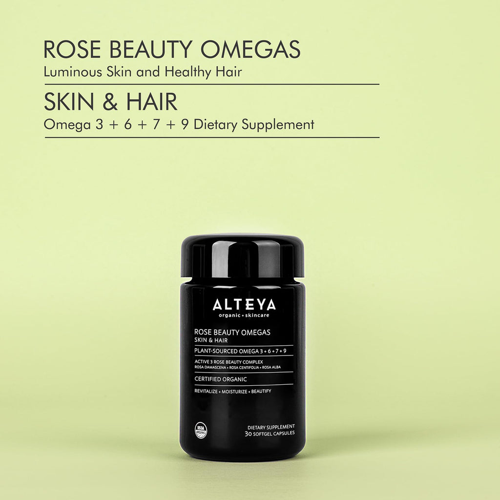 Alteya Organics Beauty Omega 3,6,7 & 9 with Rose Otto Extracts | Radiant Skin, Fuller Hair, Strong Nails