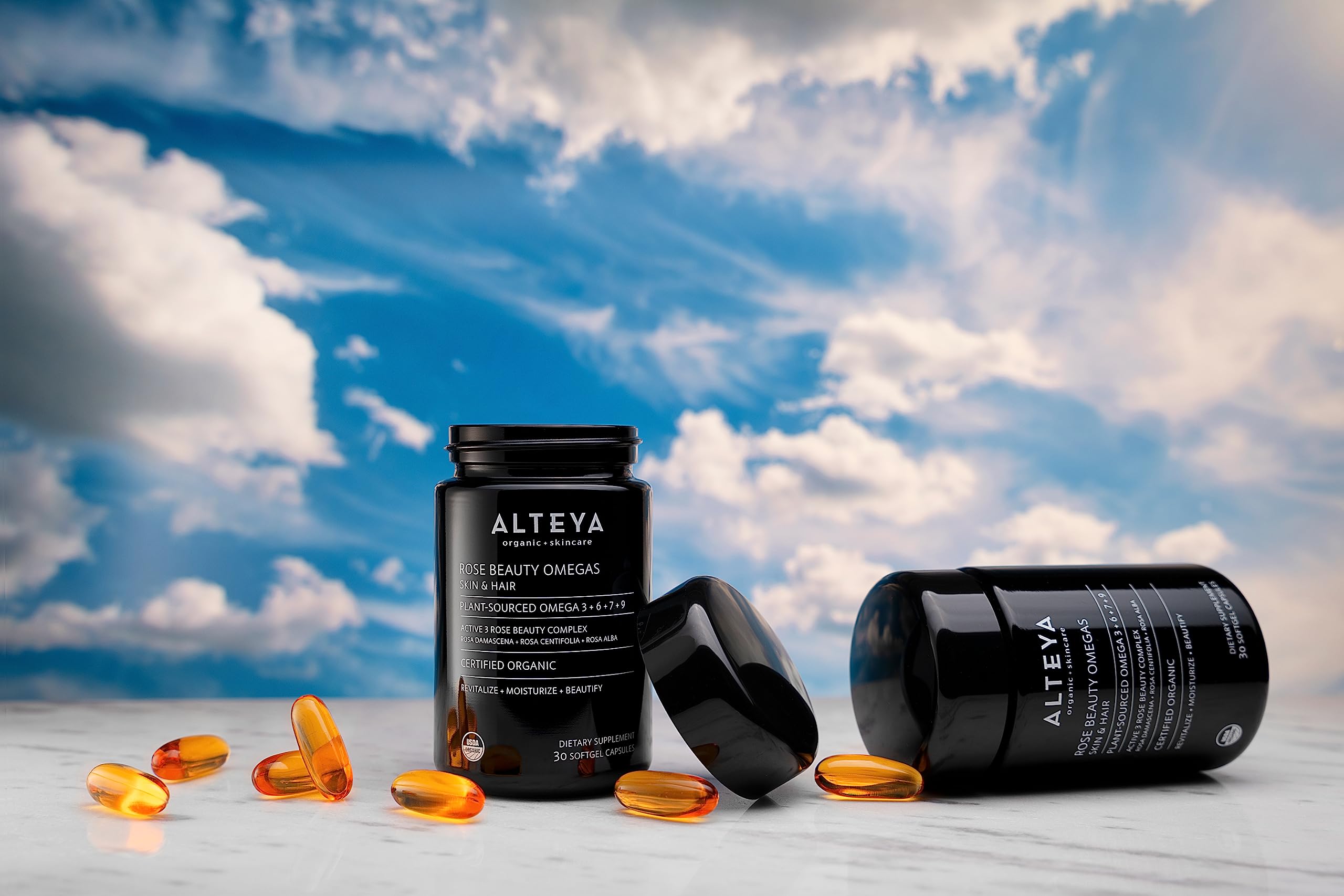 Alteya Organics Beauty Omega 3,6,7 & 9 with Rose Otto Extracts | Radiant Skin, Fuller Hair, Strong Nails