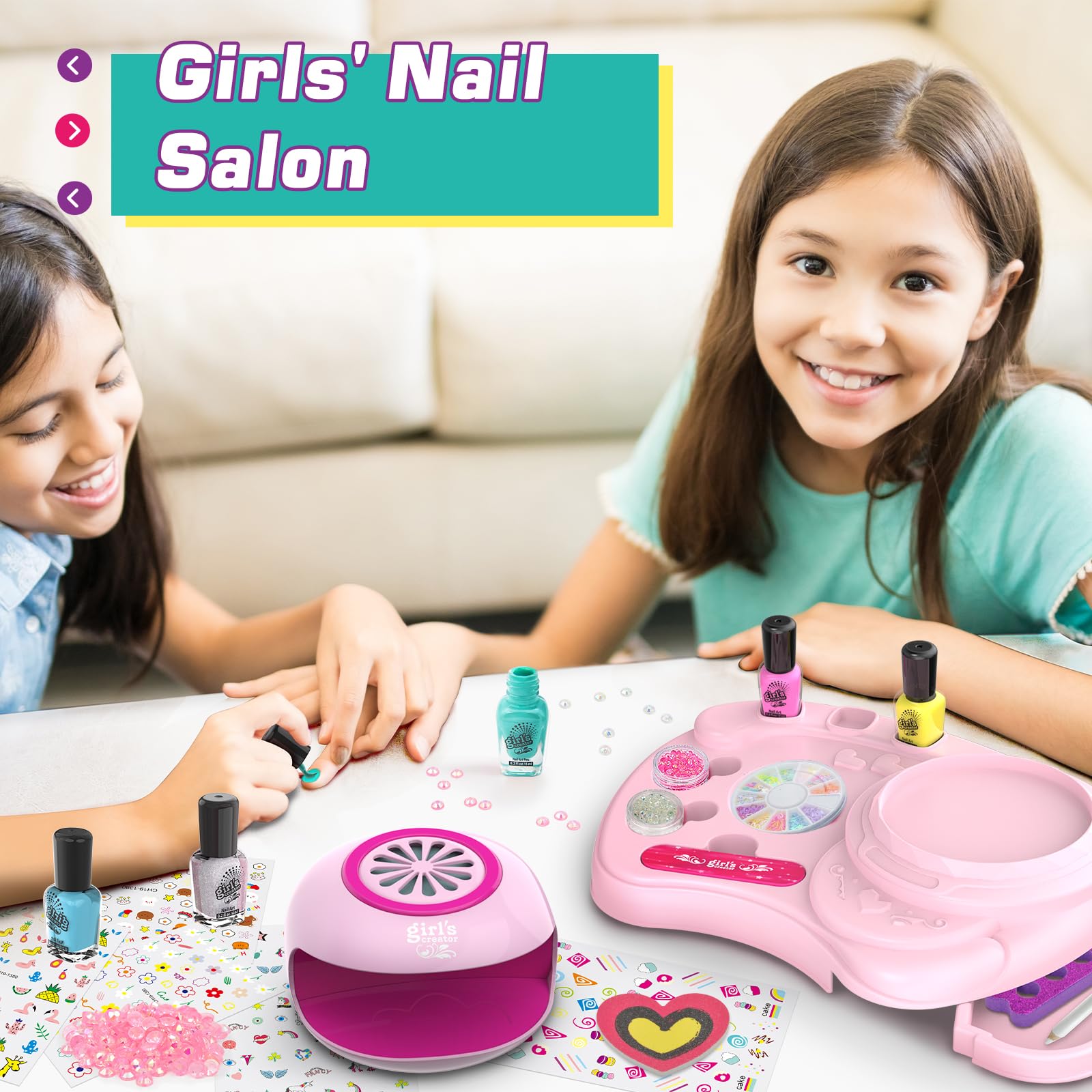Amagoing Nail Polish Set for Girls 7-12 | Non-Toxic Quick-Dry Nail Art Kit with Storage Desk