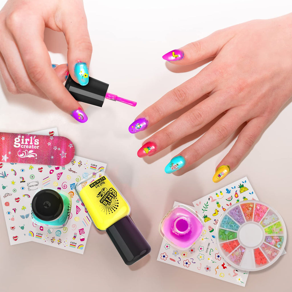 Amagoing Nail Polish Set for Girls 7-12 | Non-Toxic Quick-Dry Nail Art Kit with Storage Desk