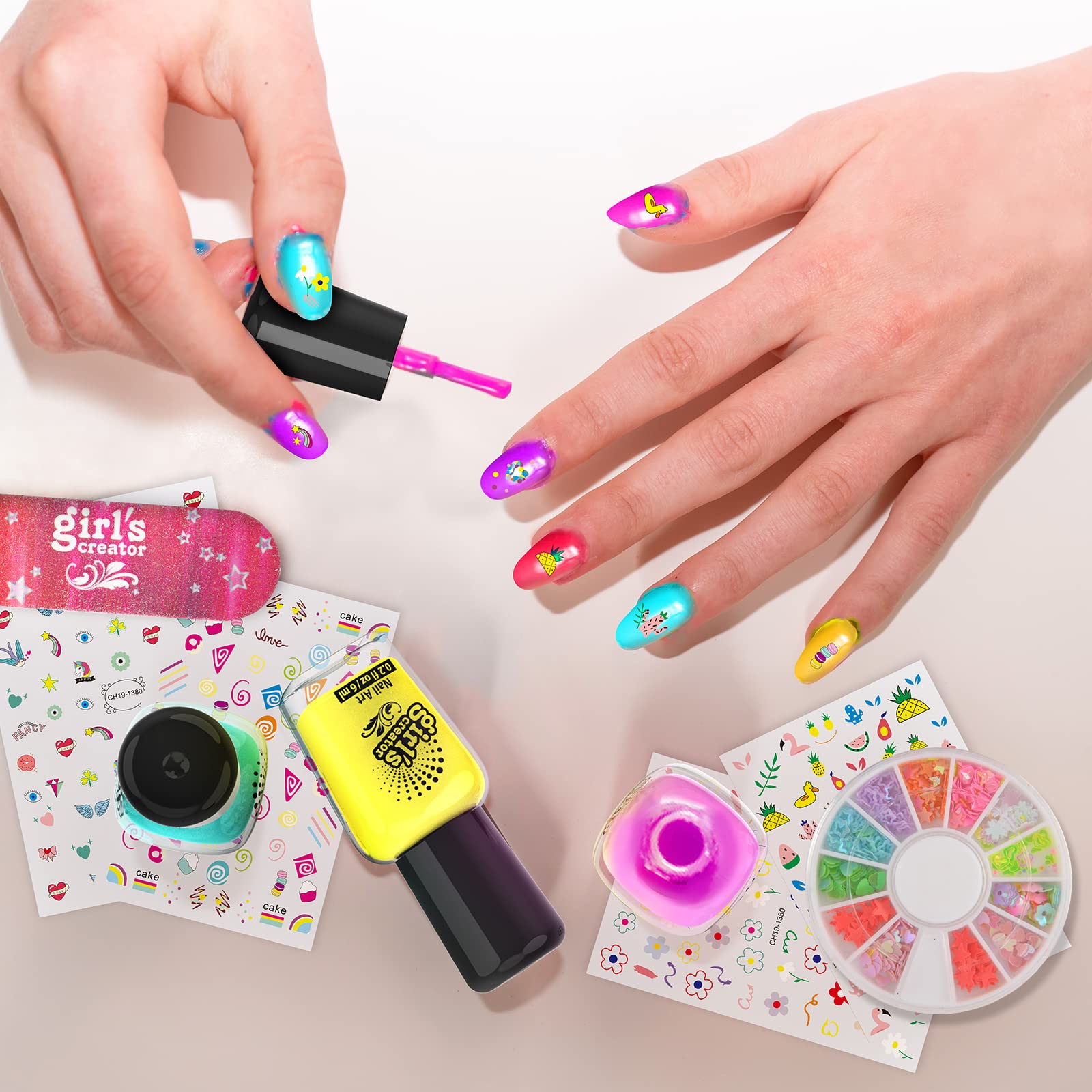 Amagoing Nail Polish Set for Girls 7-12 | Non-Toxic Quick-Dry Nail Art Kit with Storage Desk