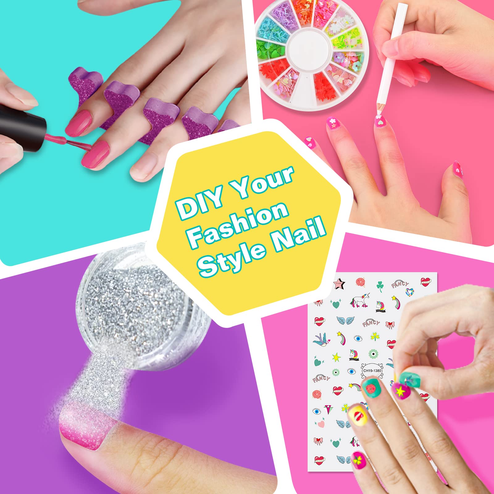 Amagoing Nail Polish Set for Girls 7-12 | Non-Toxic Quick-Dry Nail Art Kit with Storage Desk