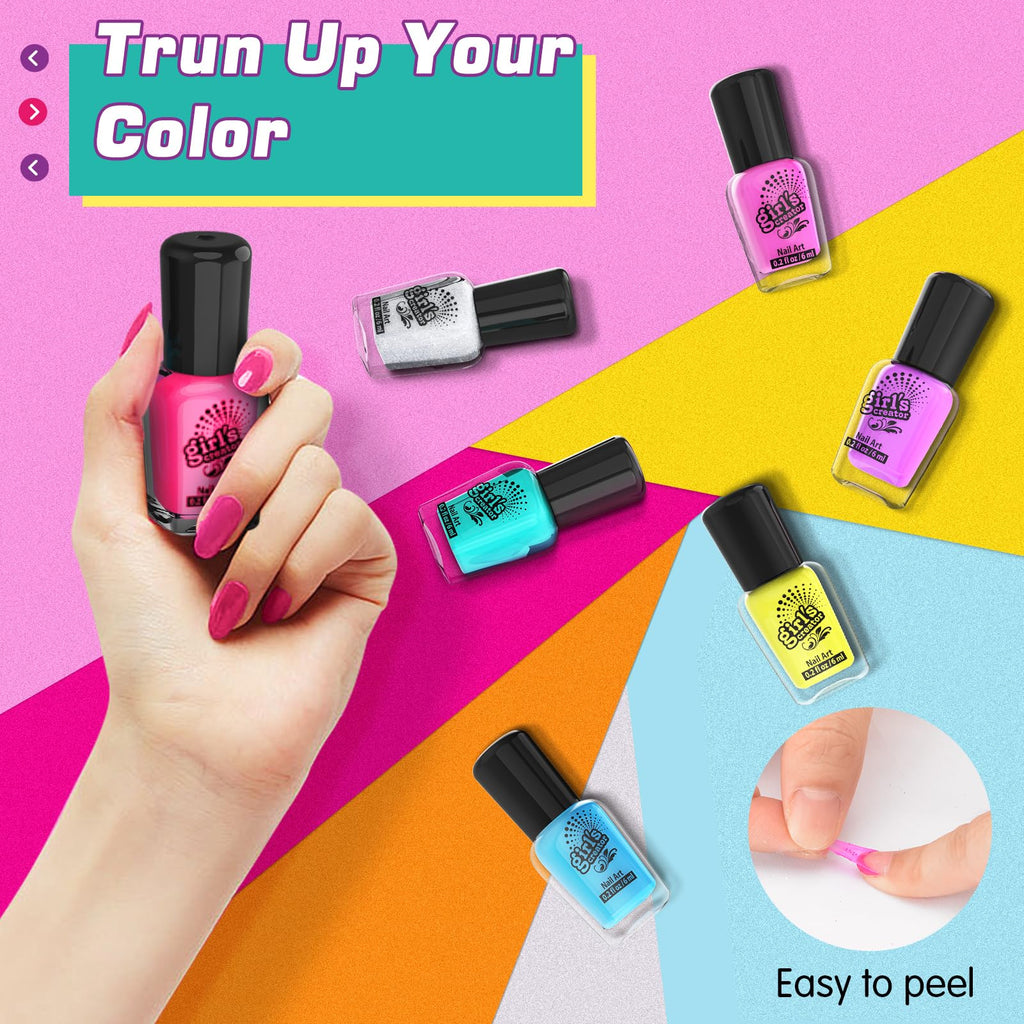 Amagoing Nail Polish Set for Girls 7-12 | Non-Toxic Quick-Dry Nail Art Kit with Storage Desk