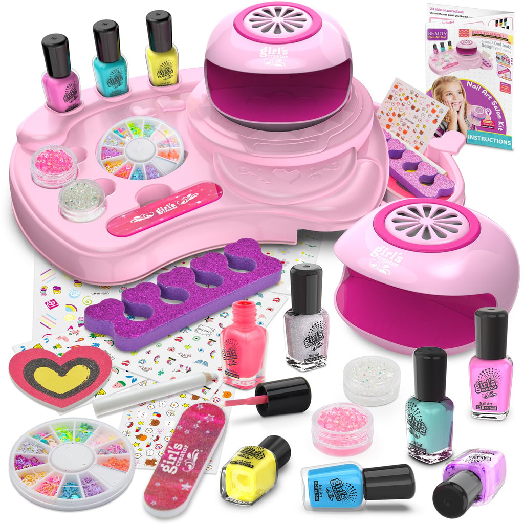 Amagoing Nail Polish Set for Girls 7-12 | Non-Toxic Quick-Dry Nail Art Kit with Storage Desk