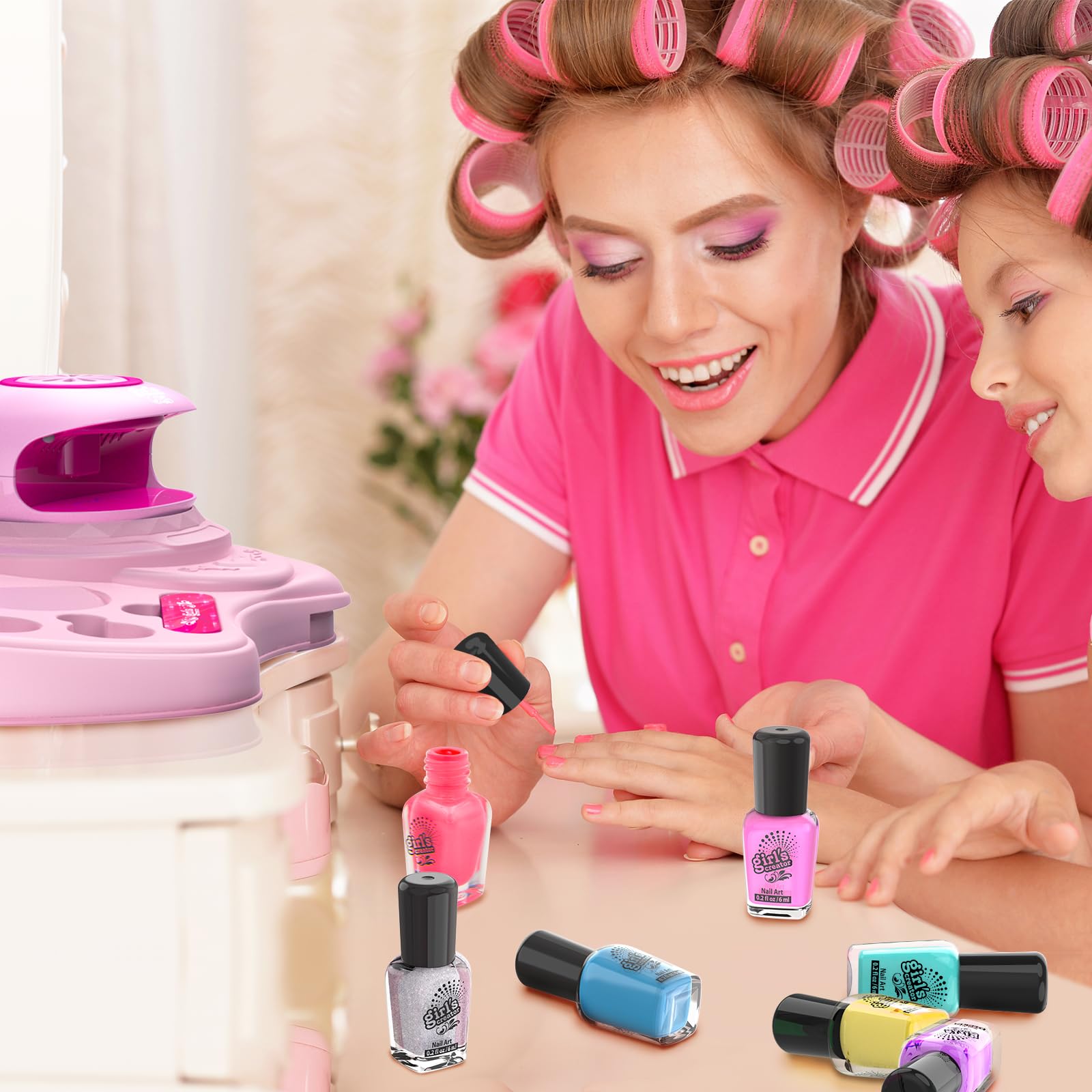 Amagoing Nail Polish Set for Girls 7-12 | Non-Toxic Quick-Dry Nail Art Kit with Storage Desk