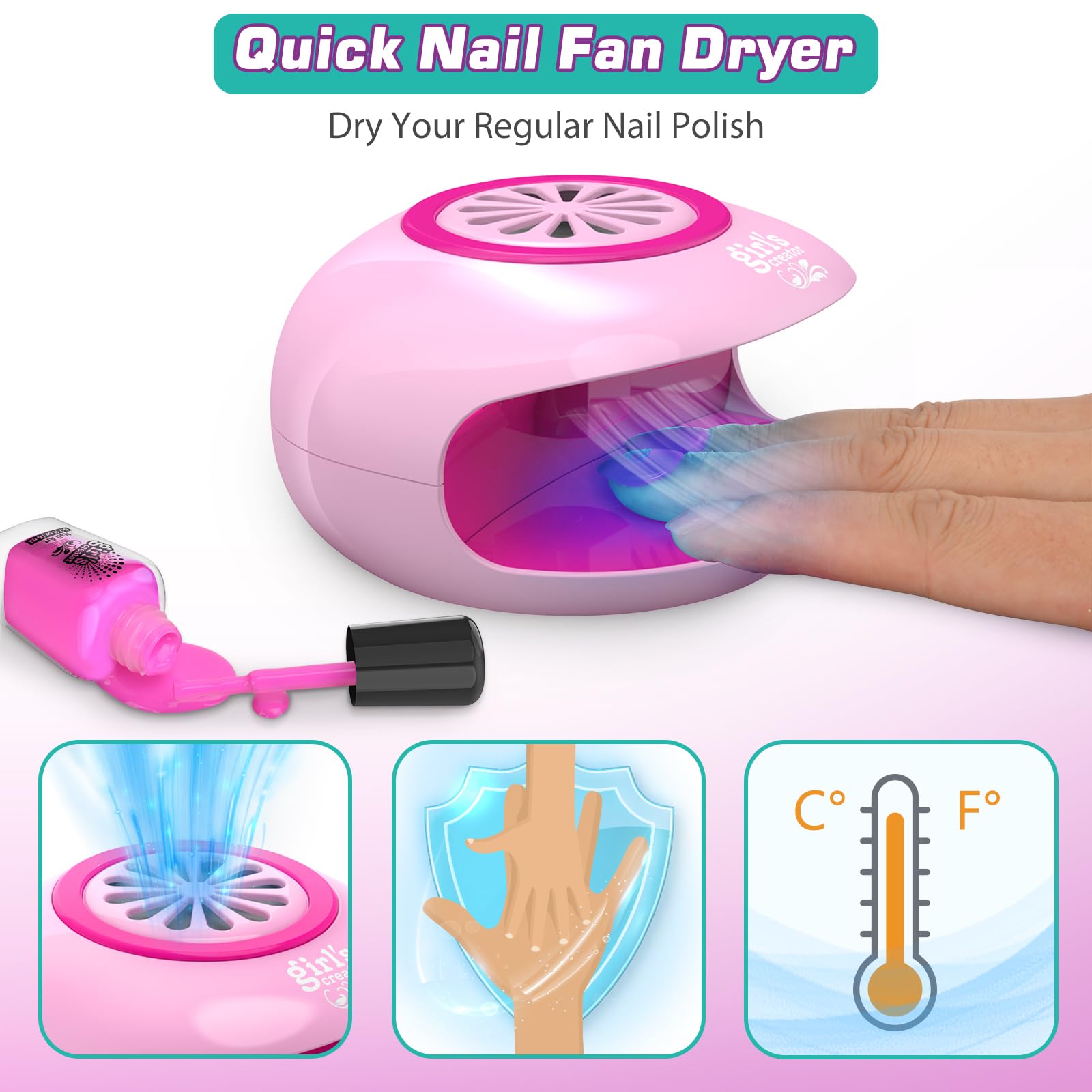Amagoing Nail Polish Set for Girls 7-12 | Non-Toxic Quick-Dry Nail Art Kit with Storage Desk