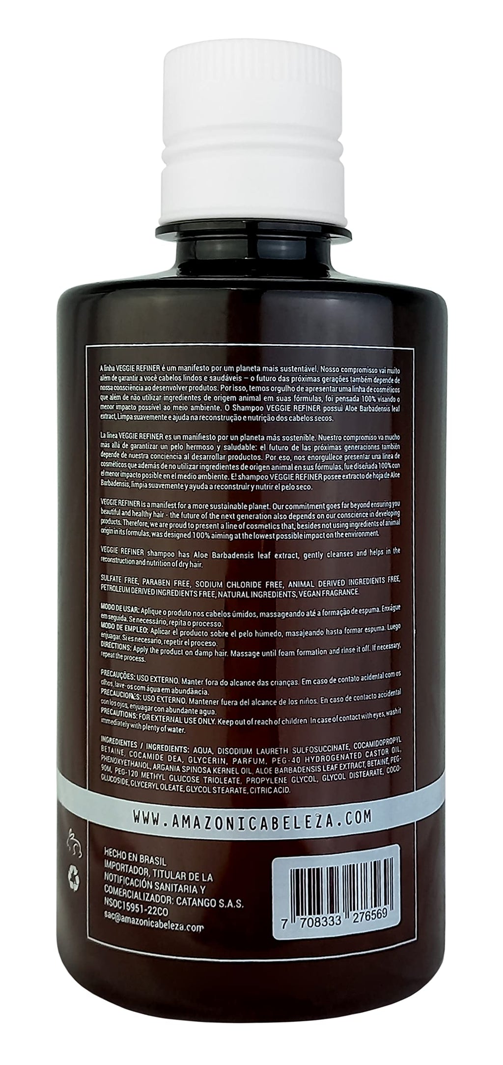 AMAZÓNICA BELEZA AMABELLE Veggie Refiner Shampoo – Vegan, Sulfate-Free, All Hair Types, 10 oz