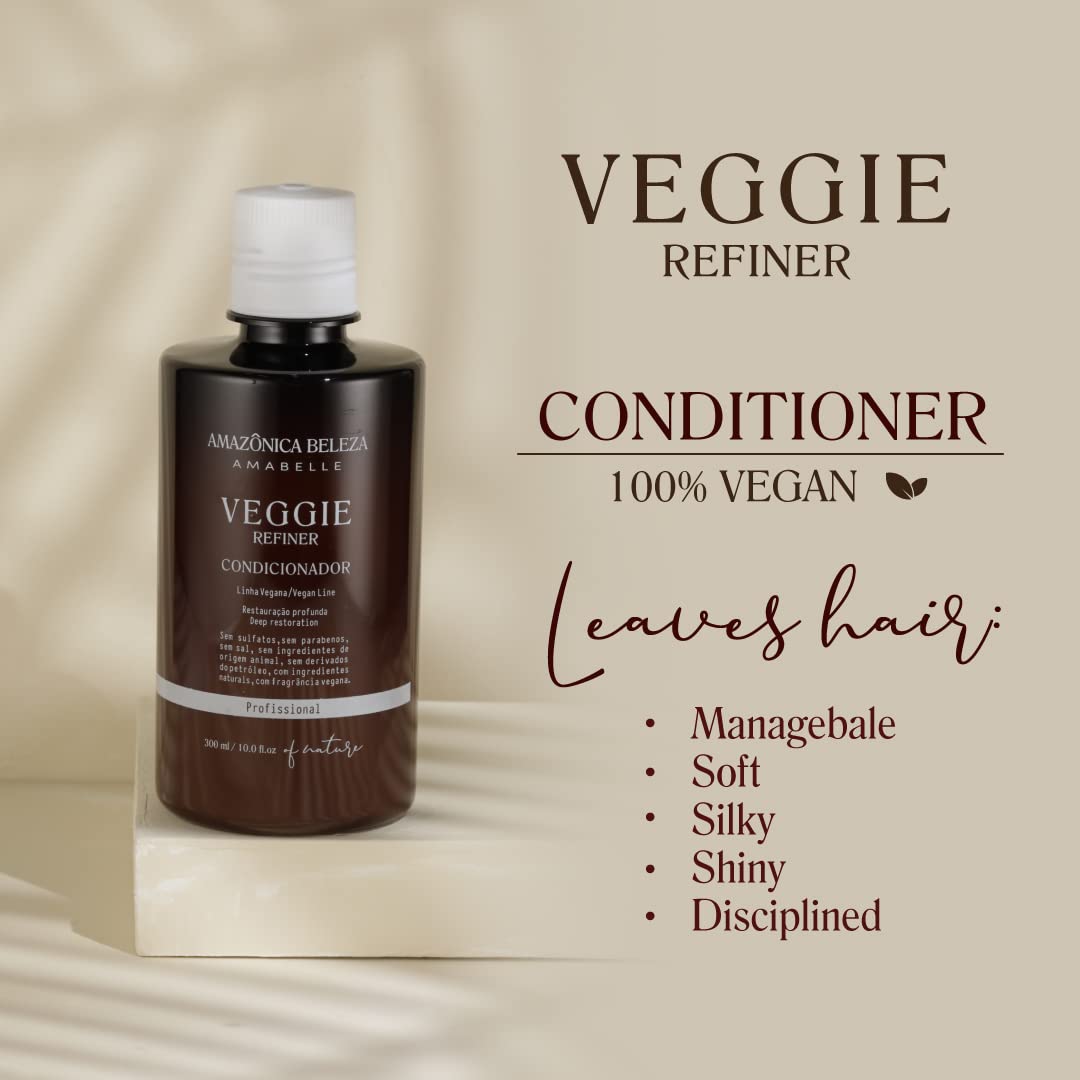 AMAZONICA BELEZA AMABELLE Vegan Veggie Refiner Shampoo & Conditioner – Nourish, Moisturize, and Protect Hair (Sulfate-Free, Paraben-Free, Cruelty-Free, 10 oz)
