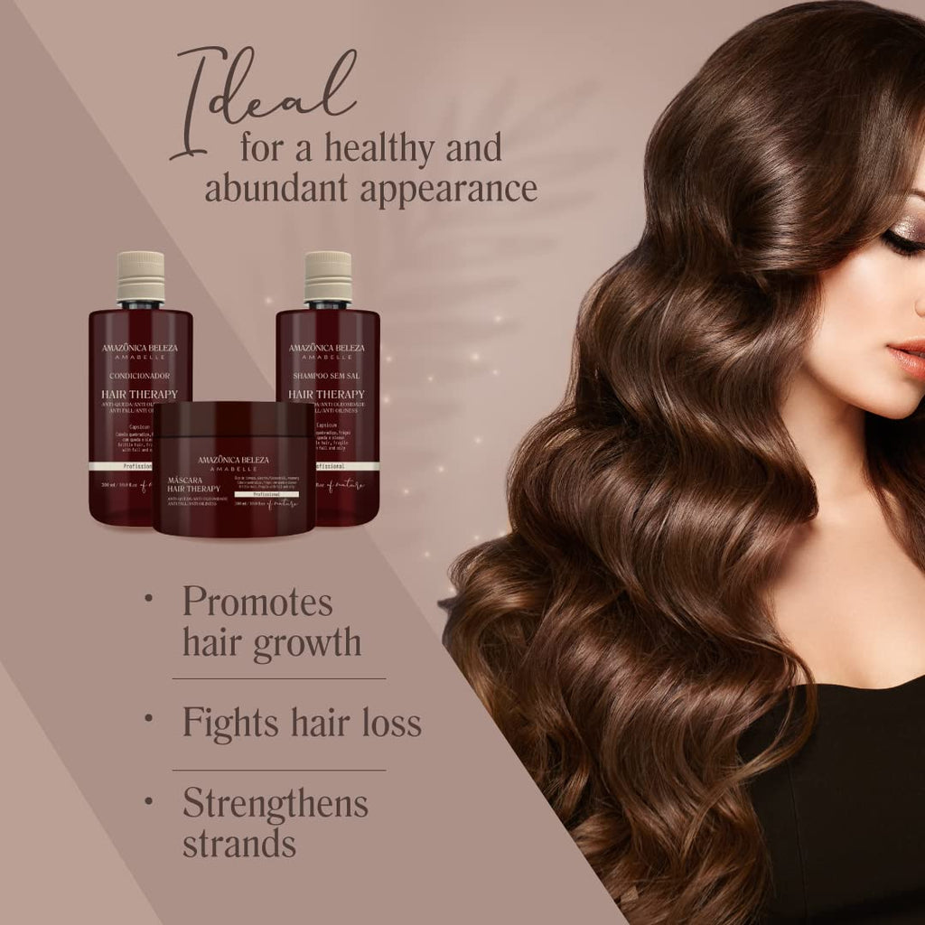 Amazonica Beleza Hair Therapy Kit – Shampoo, Conditioner & Hair Mask | 300ml/10.1oz | Professional Line