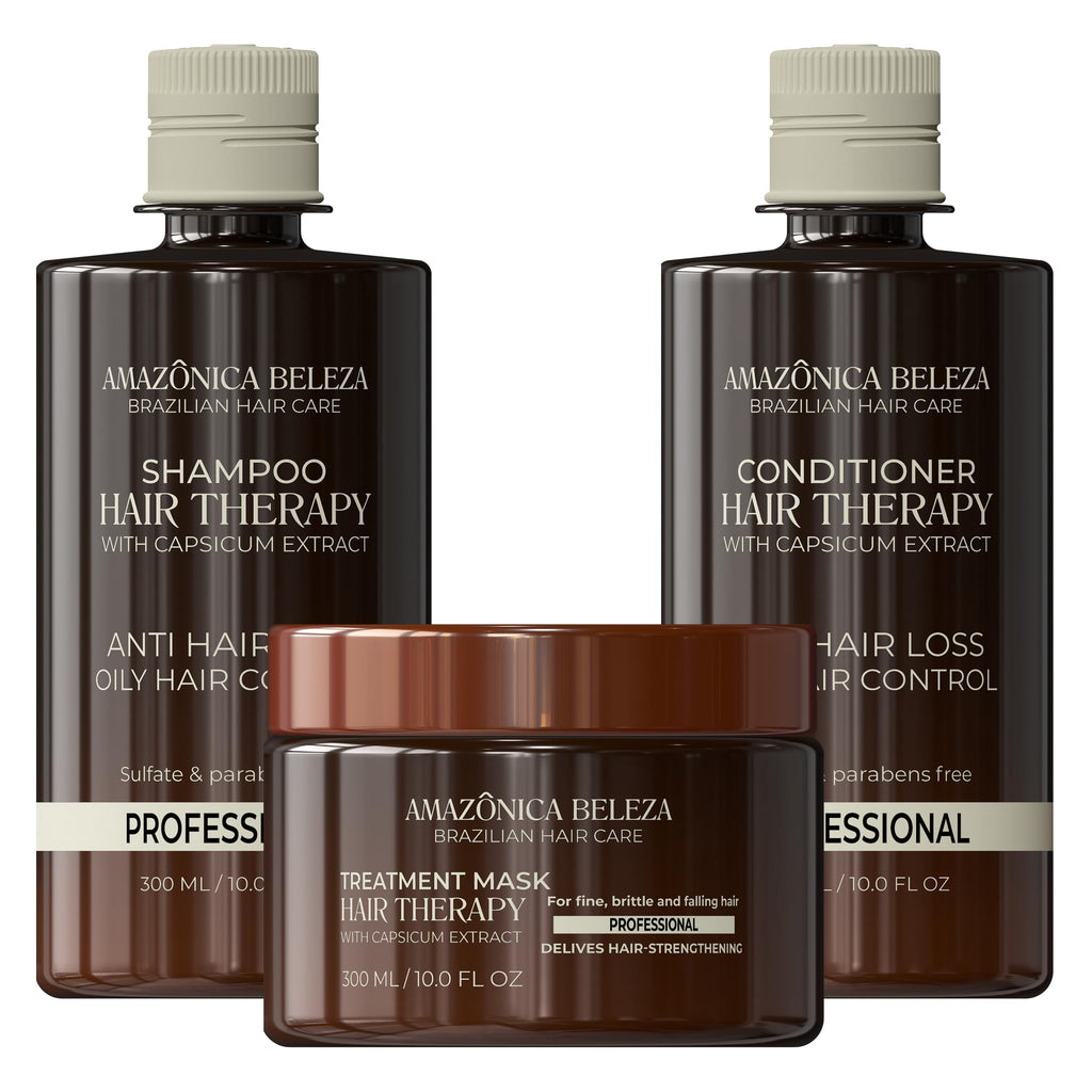Amazonica Beleza Hair Therapy Kit – Shampoo, Conditioner & Hair Mask | 300ml/10.1oz | Professional Line
