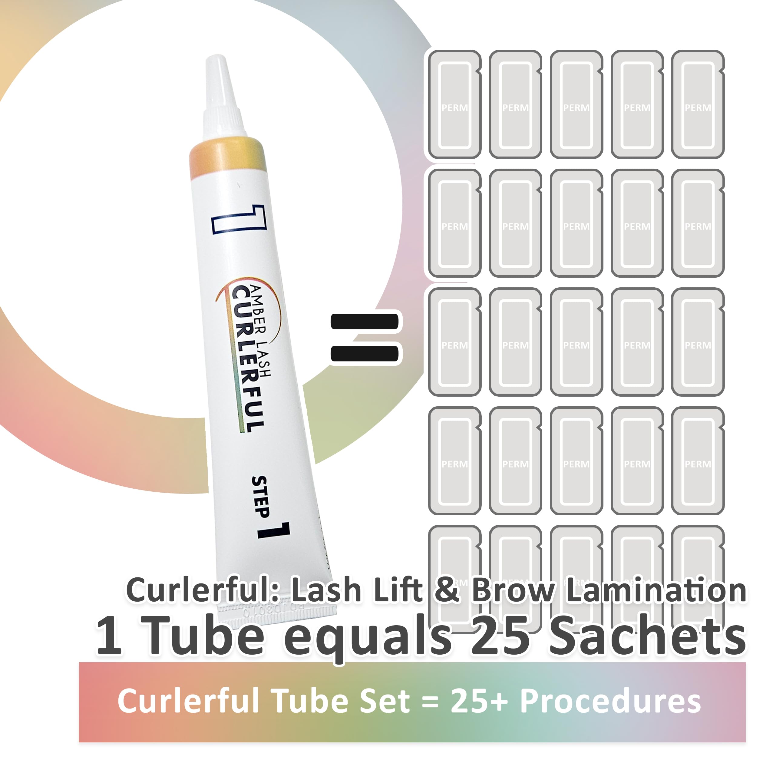 Amber Lash Curlerful 2-Step Brow Lamination Kit Step 1 & Step 2 20 ml Each for Lashes & Brows