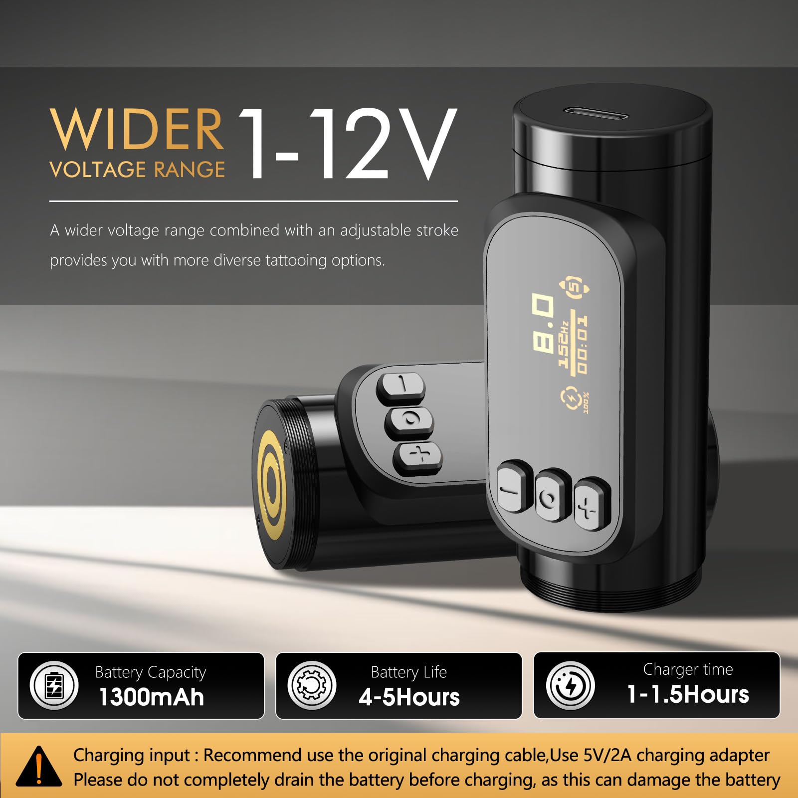 Ambition Sally 270 Wireless Rotary Tattoo Gun - Adjustable Stroke, 1300mAh Battery, Coreless Motor