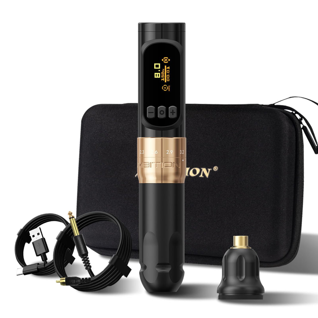 Ambition Sally 270 Wireless Rotary Tattoo Gun - Adjustable Stroke, 1300mAh Battery, Coreless Motor