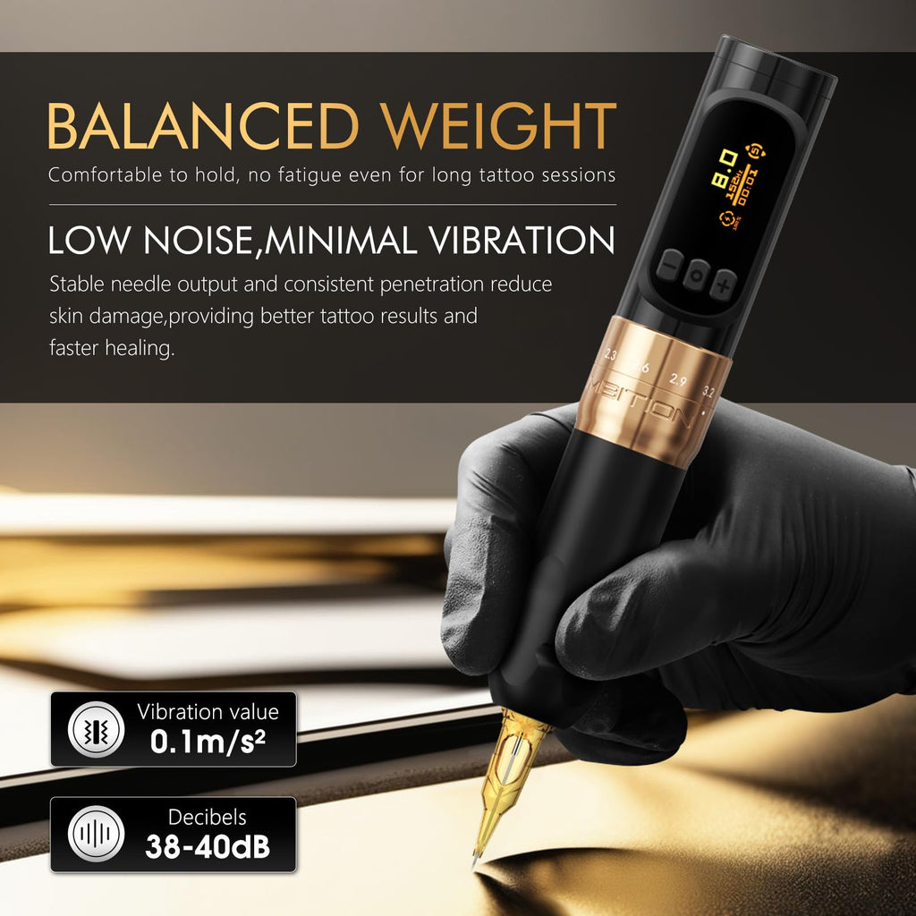 Ambition Sally 270 Wireless Rotary Tattoo Gun - Adjustable Stroke, 1300mAh Battery, Coreless Motor