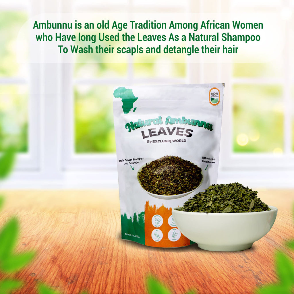 Ambunnu Leaves by Excluniq World – 50g Pack | Herbal Hair Detangler, Shampoo & Conditioner for Dry & Damaged Hair