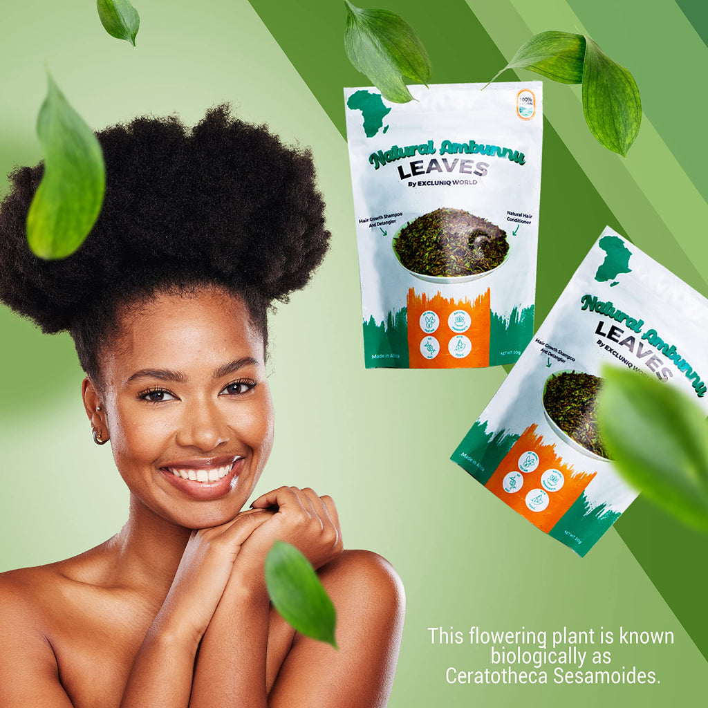 Ambunnu Leaves by Excluniq World – 50g Pack | Herbal Hair Detangler, Shampoo & Conditioner for Dry & Damaged Hair
