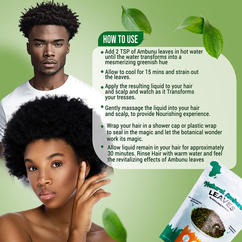 Ambunnu Leaves by Excluniq World – 50g Pack | Herbal Hair Detangler, Shampoo & Conditioner for Dry & Damaged Hair