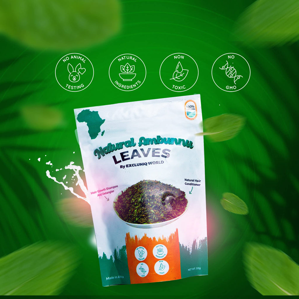 Ambunnu Leaves by Excluniq World – 50g Pack | Herbal Hair Detangler, Shampoo & Conditioner for Dry & Damaged Hair