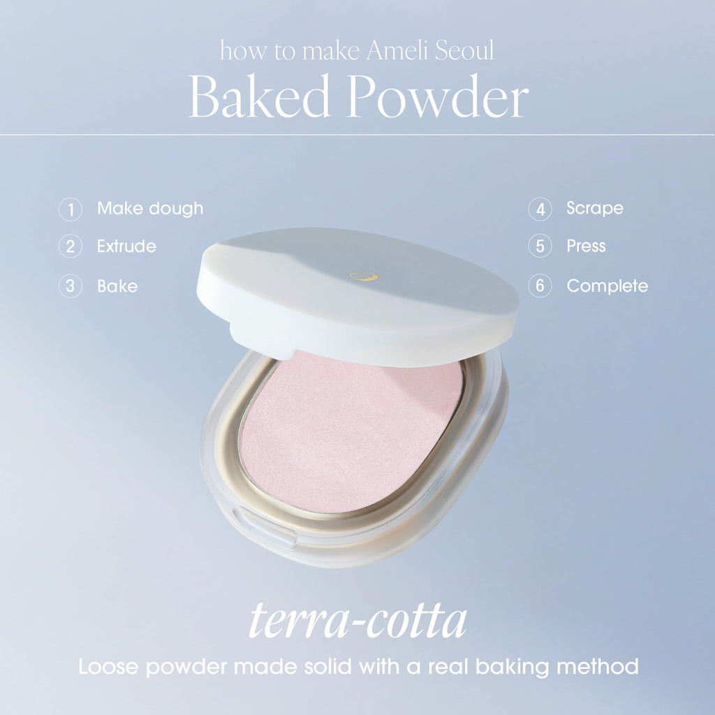 AmeliSeoul Baked Powder 002 Light Pink - Terra-Cotta Setting Powder (6.2g)