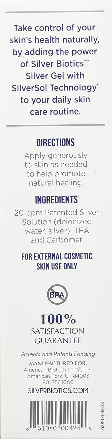 American Biotech Labs Silver Biotics First Aid Healing & Soothing Gel 20ppm | 4 Oz Pack of 2 | Advanced SilverSol Technology