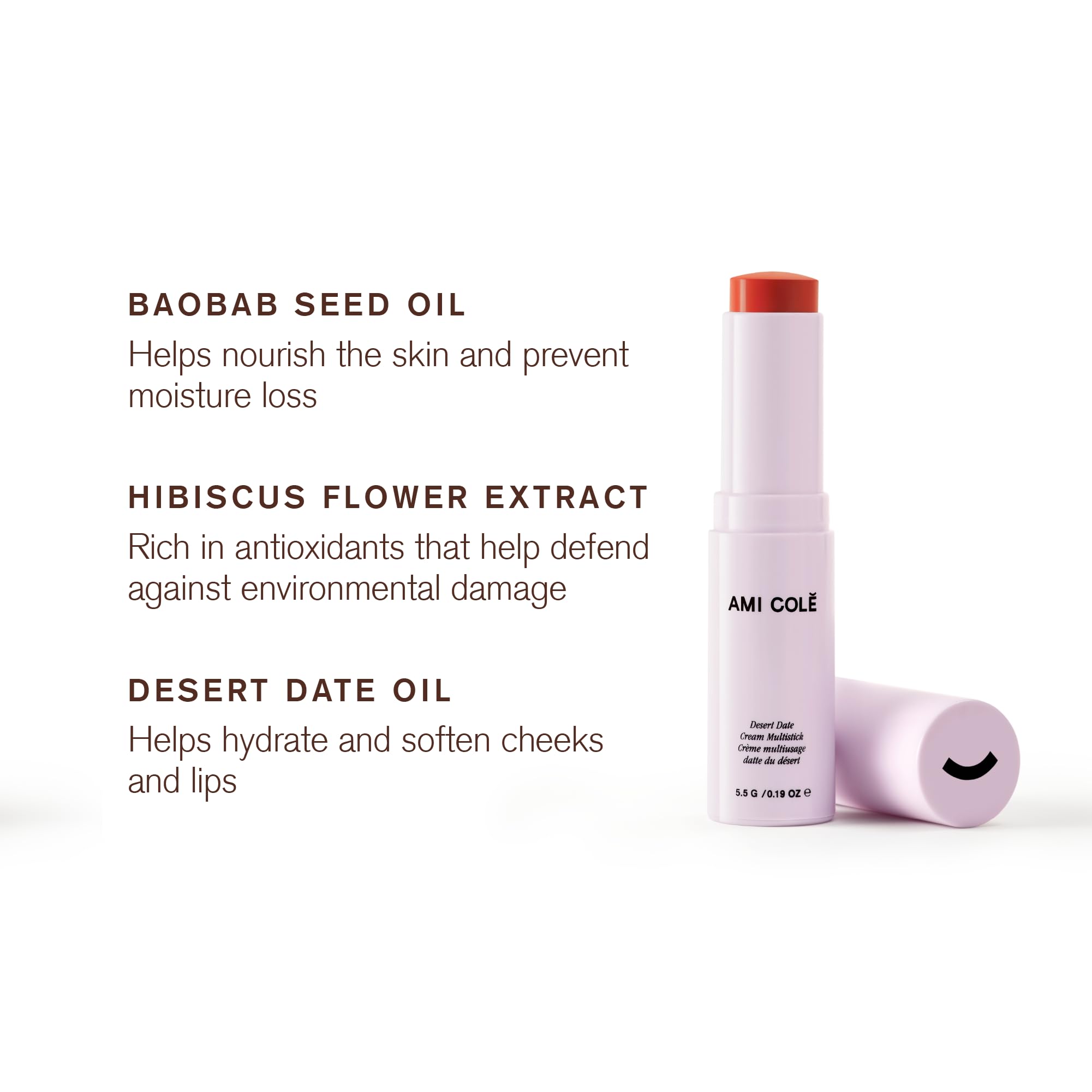 AMI COLÉ Desert Date Cream Multistick Flame – Lip & Cheek, 0.19oz