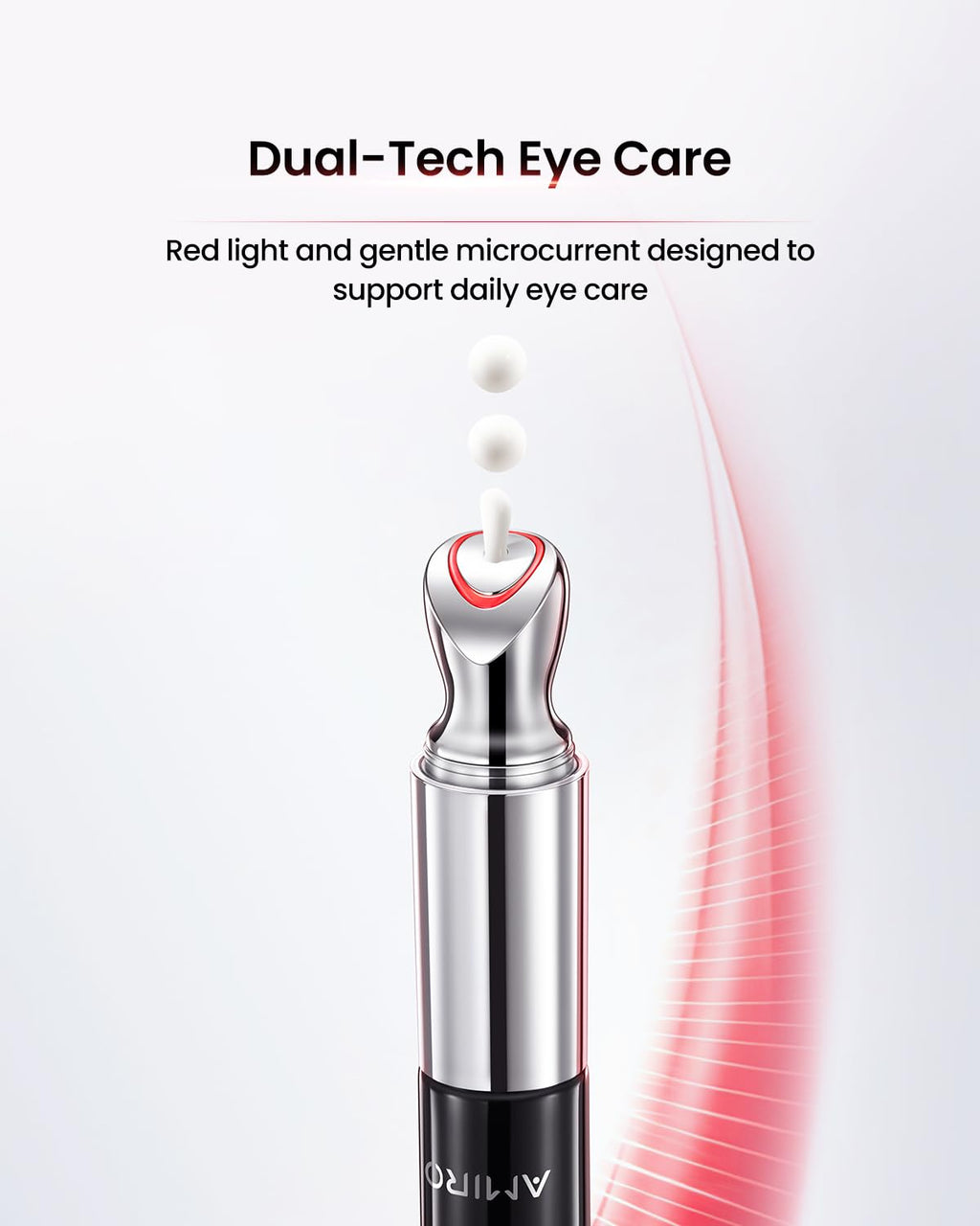 AMIRO Red Light Eye Cream with Microcurrent Massager, PDRN 0.01%, Peptide & Hyaluronic Acid Formula – Hydrating & Firming Under Eye Serum