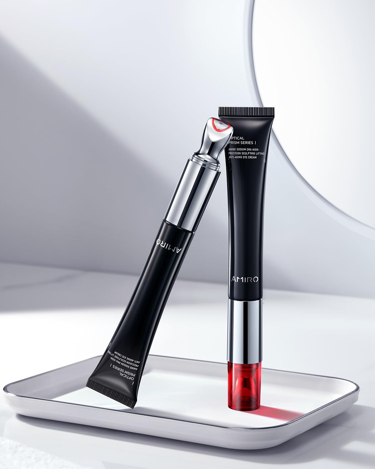 AMIRO Red Light Eye Cream with Microcurrent Massager, PDRN 0.01%, Peptide & Hyaluronic Acid Formula – Hydrating & Firming Under Eye Serum