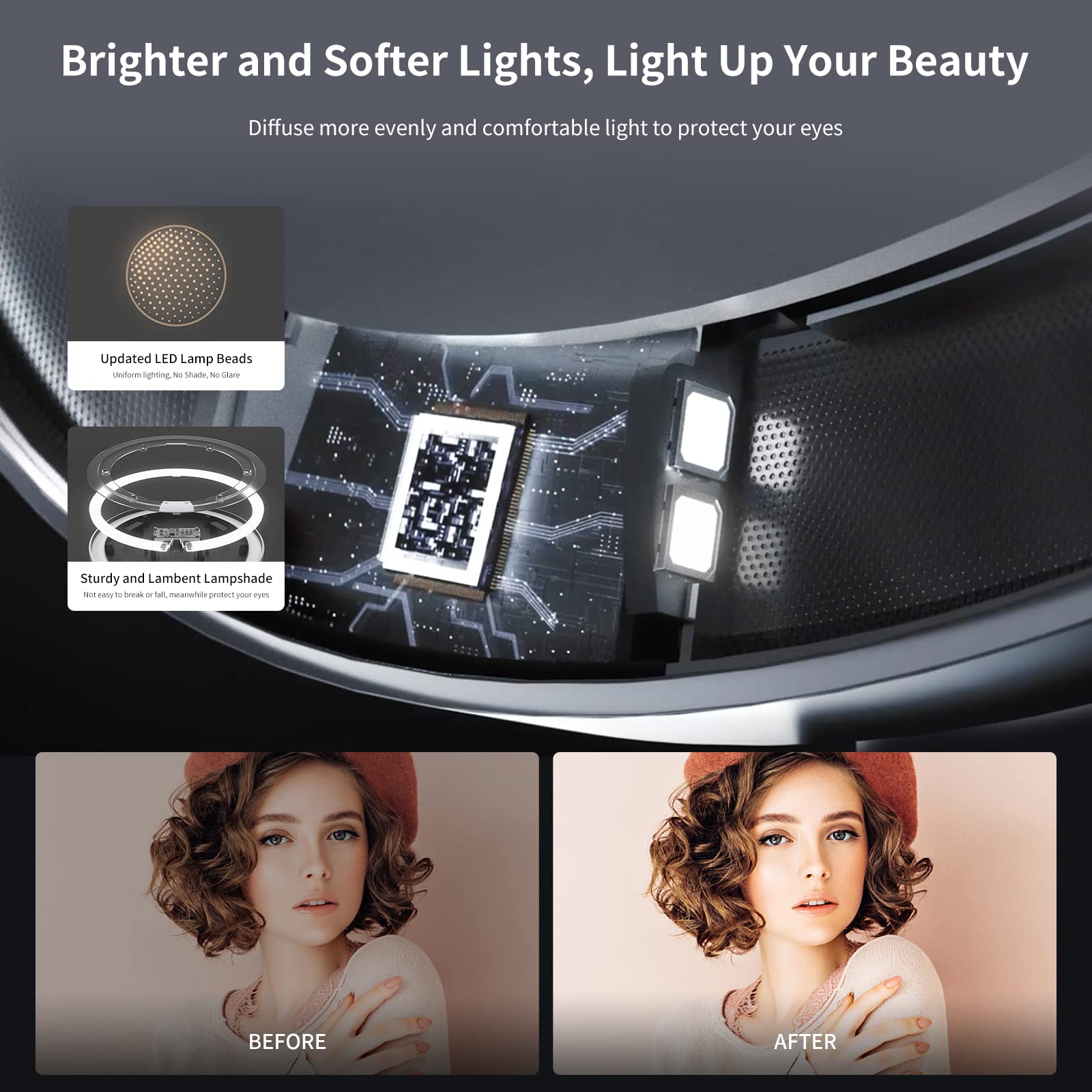 AMIRO 9-Inch Lighted Makeup Mirror with Smart Sensor and Touch Control