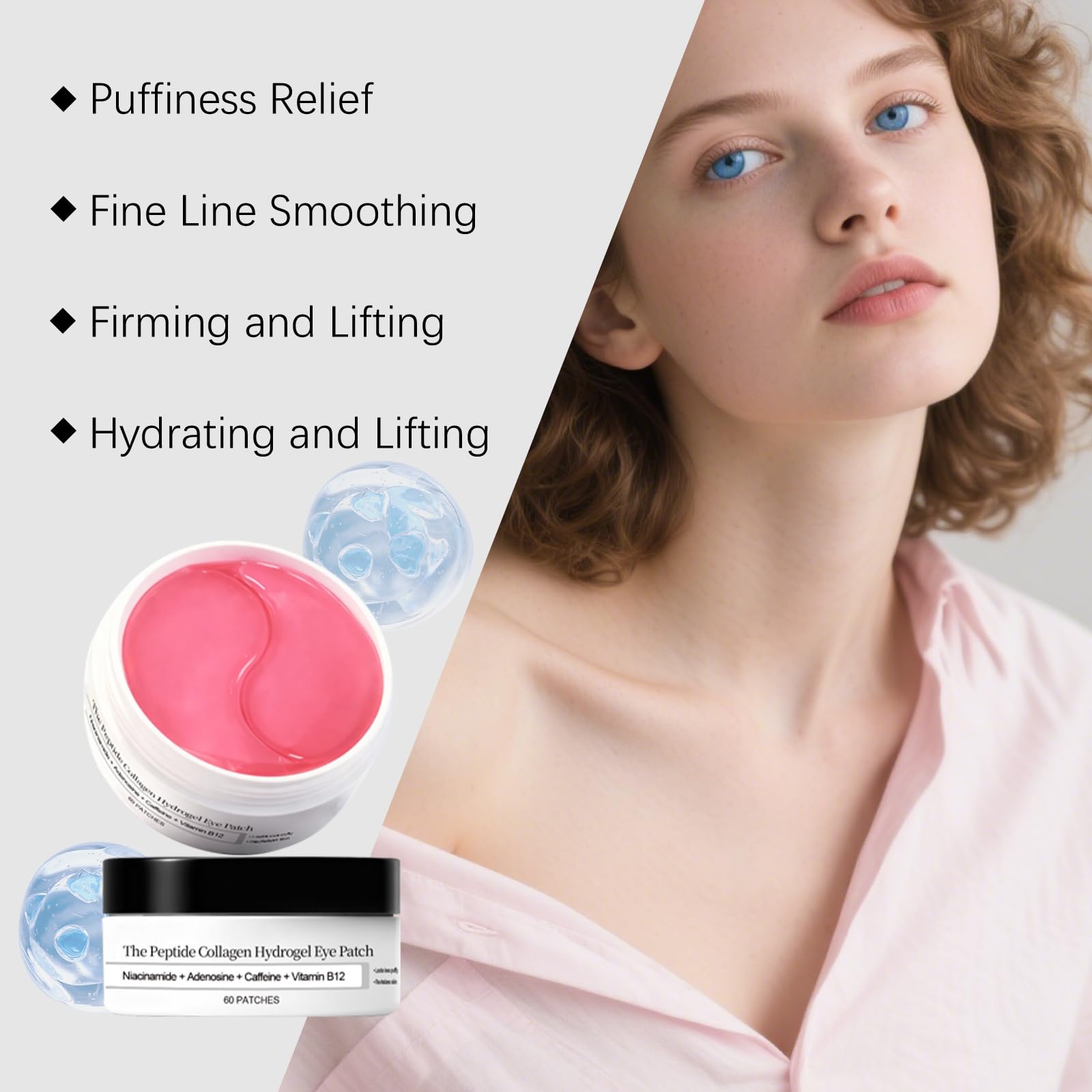 Amliya 60 PCS Collagen Hydrogel Eye Patches – Puffy Eyes & Dark Circles (Style 2)