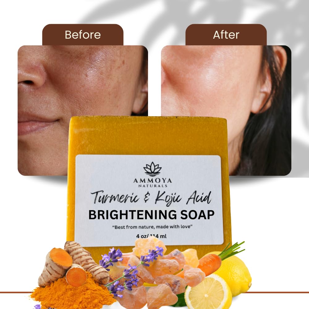Ammoya Naturals Turmeric Skin Cleansing Soap - Face & Body Cleanser for All Skin Types