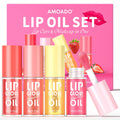 AMOADO Lip Oil Gift Set – Hydrating, Non-Sticky Glossy Tint in 4 Fruity Shades