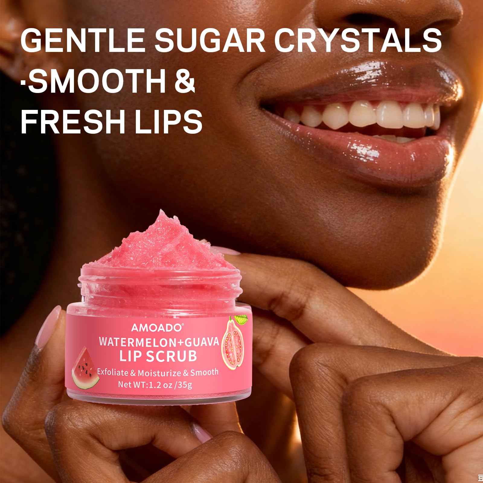 AMOADO Sugar Lip Scrub for Dark Lips – Watermelon & Guava, 1.2 oz