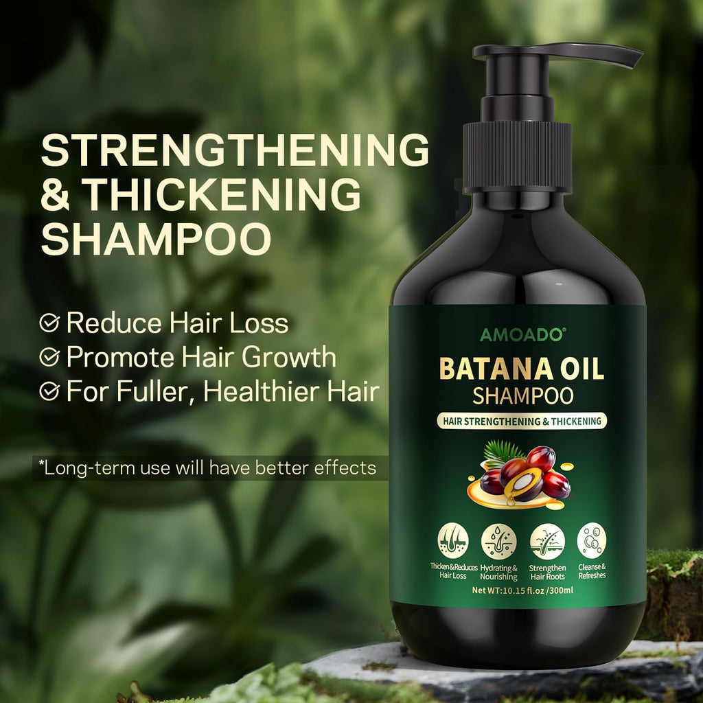 AMOADO Batana Oil Shampoo for Hair Growth & Thickening – Sulfate Free, Rosemary, Tea Tree & Mint, 10.15 fl oz