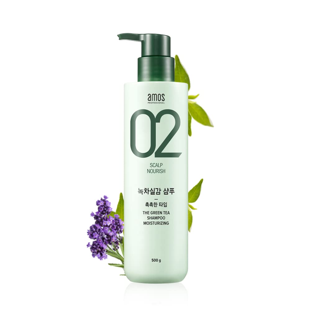 AMOS PROFESSIONAL Green Tea Shampoo – Moisturizing for Normal/Dry Scalp | Anti-Thinning & Hair Strength (17.6oz)