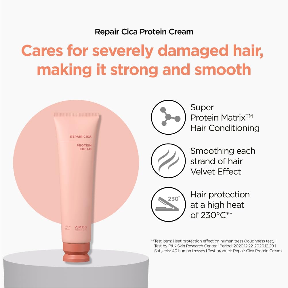 AMOS PROFESSIONAL Repair Cica Protein Cream – Anti-Frizz Deep Conditioner (5.0 fl oz)