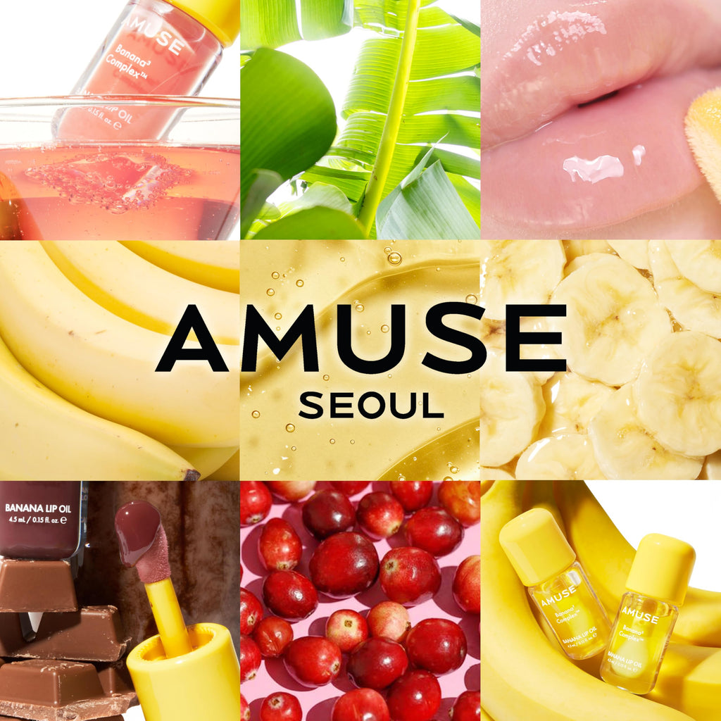Amuse Seoul Banana Lip Oil (04 Juicy Peach) – Skincare-Infused Hydrating Vegan Lip Oil with Peptide & Rice-Based PDRN