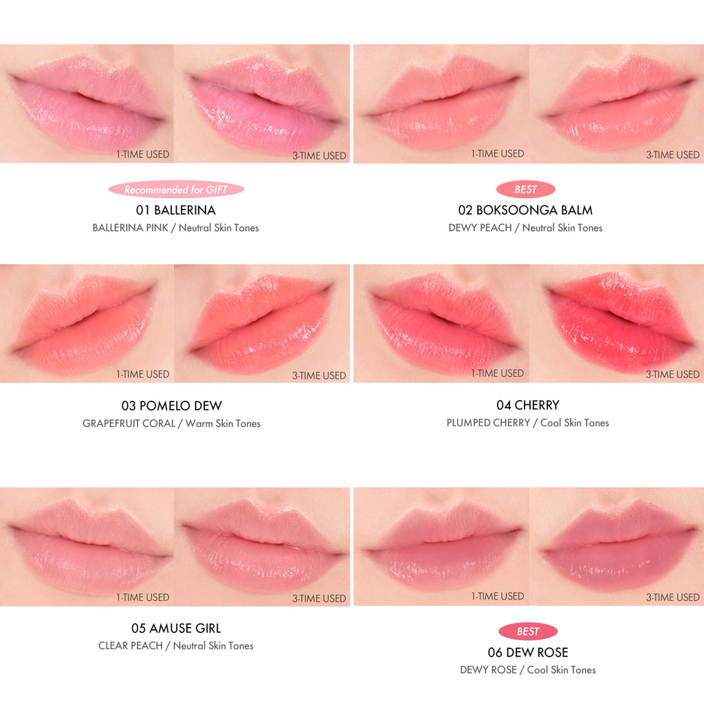 Amuse SEOUL DEW BALM 01 BALLERINA – Sheer Tint Lip Balm with Plant Oils