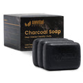 AMVital Natural Charcoal Soap Bar Set - 3-Pack | Plant-Based Face & Body Cleanser