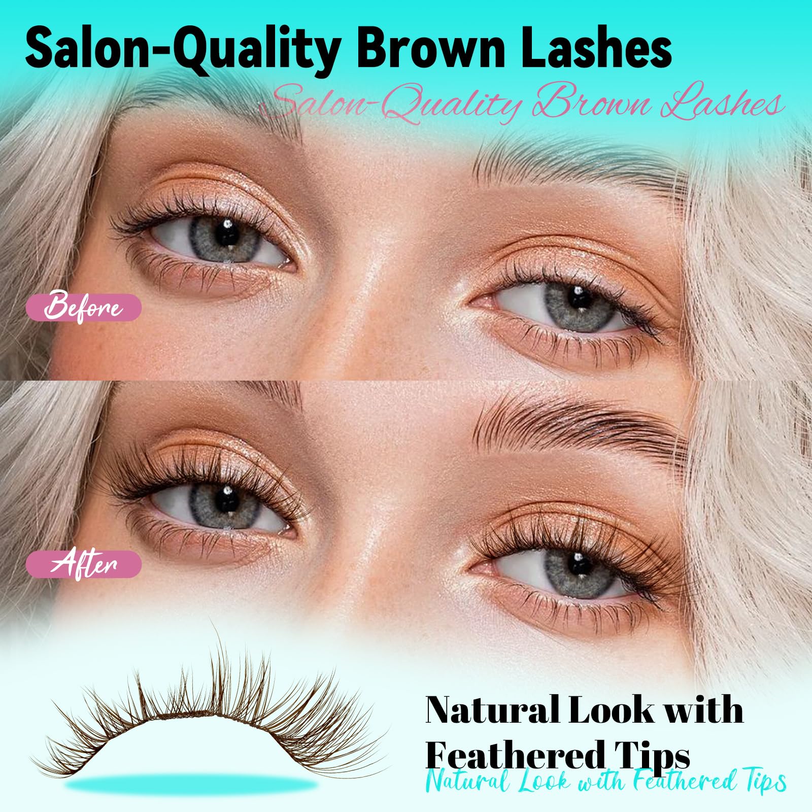 AMZGIRL LASH Brown Lash Clusters – 176 Pcs, C Curl, Natural Dark Brown, Beginner Friendly DIY Lashes