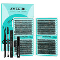 AMZGIRL LASH Lash Clusters Kit 640Pcs – DIY Eyelash Extensions with 9-16mm Mix, Bond & Seal, Remover, Applicator & Brush