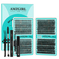AMZGIRL LASH Lash Clusters Kit 640Pcs – DIY Extensions with Bond, Seal, Remover, Tools (30D–80D)