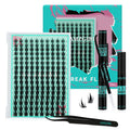 AMZGIRL LASH Lash Clusters Kit 160PCS: Manga Look with Bond, Seal, Remover & Applicator