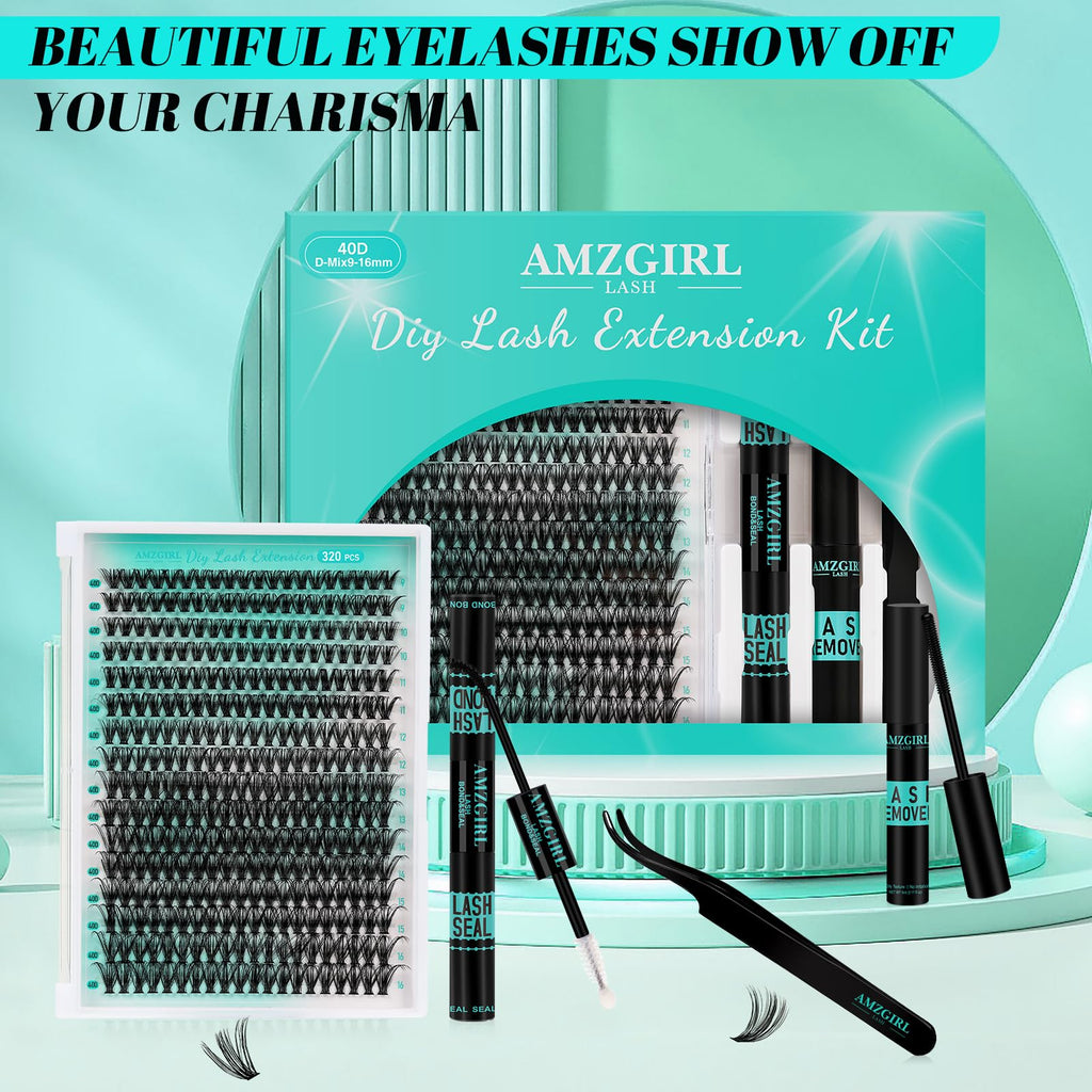 AMZGIRL LASH Lash Clusters Kit 320Pcs • 40D DIY Lash Extension Kit