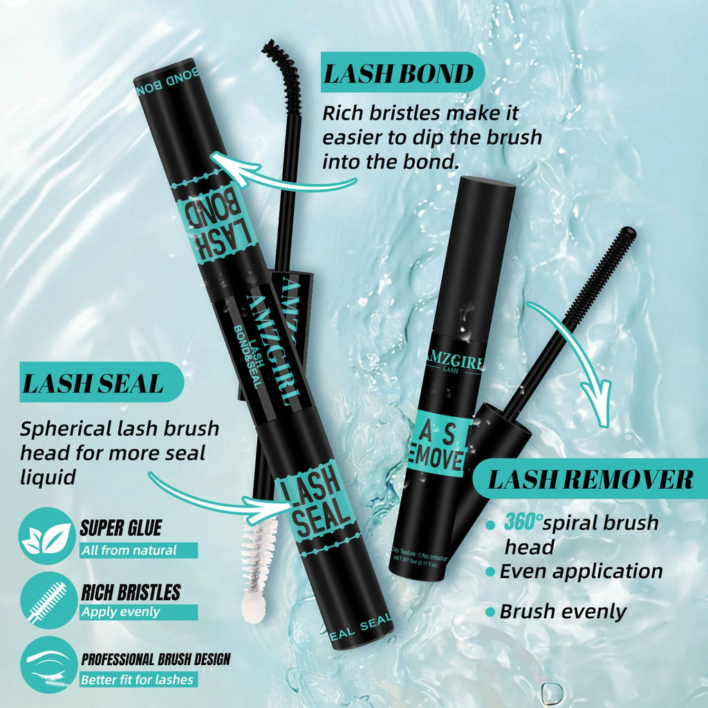 AMZGIRL LASH Lash Extension Kit — 168Pcs DIY Cluster Lashes with Bond, Seal, Remover & Applicator