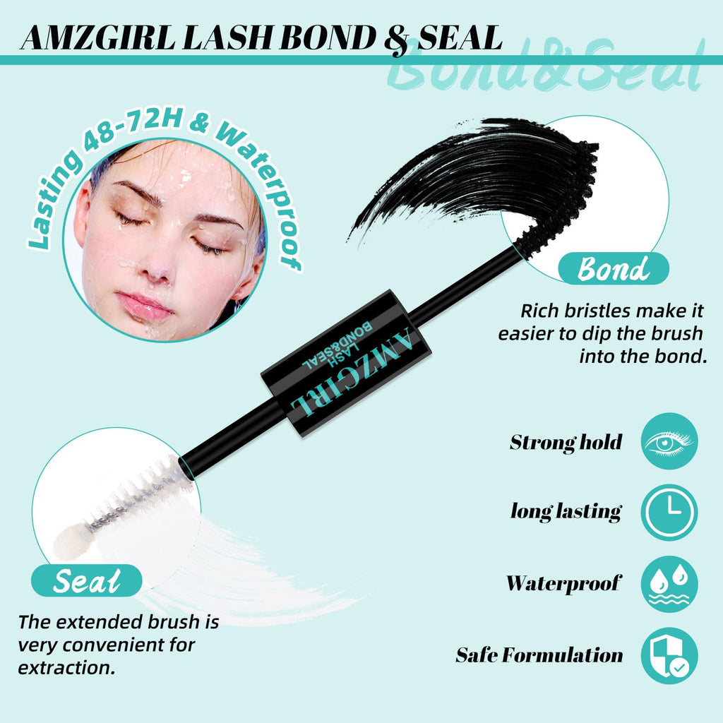 AMZGIRL LASH Lash Extension Kit — 320Pcs DIY Lash Clusters, Bond & Seal, Remover, Applicator (9–16mm, 40D/50D)