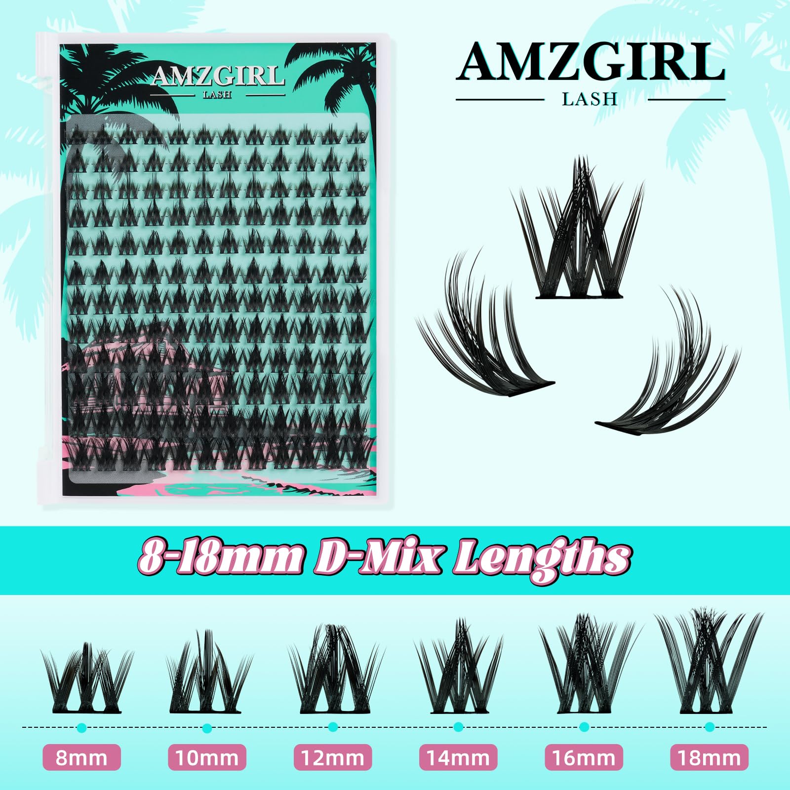 AMZGIRL LASH Fairy Lash Clusters 144Pcs — Lightweight Manga Lashes for DIY at Home