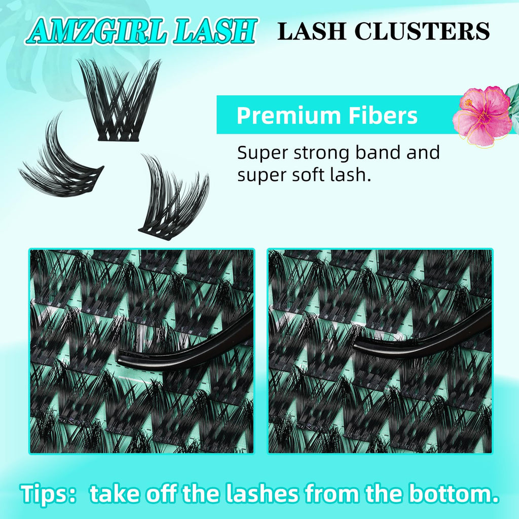 AMZGIRL LASH Lash Clusters Wet Look – 168 Pcs, Ultra-Thin Band, 10–18mm C-Mix