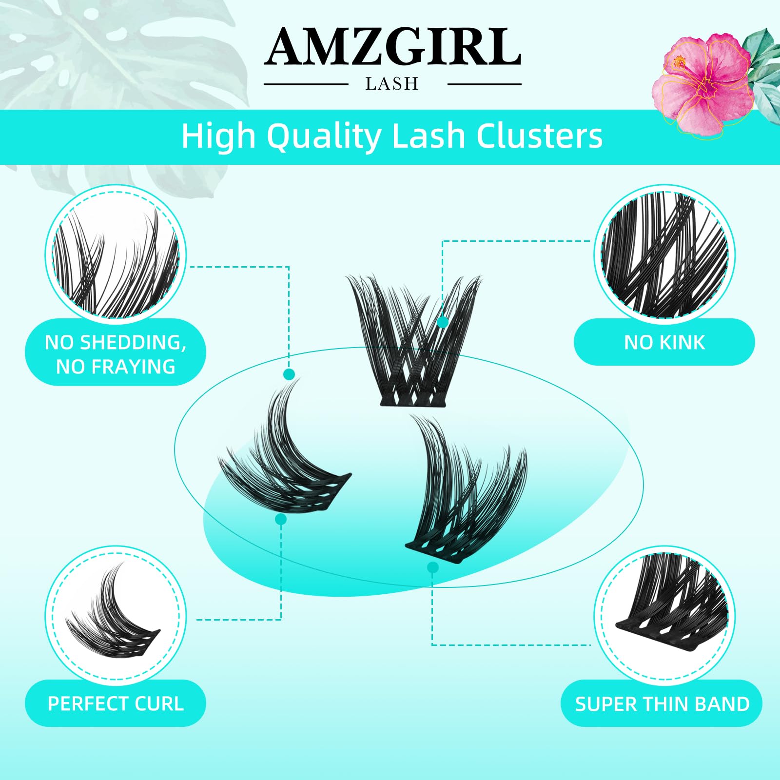 AMZGIRL LASH Lash Clusters Wet Look – 168 Pcs, Ultra-Thin Band, 10–18mm C-Mix