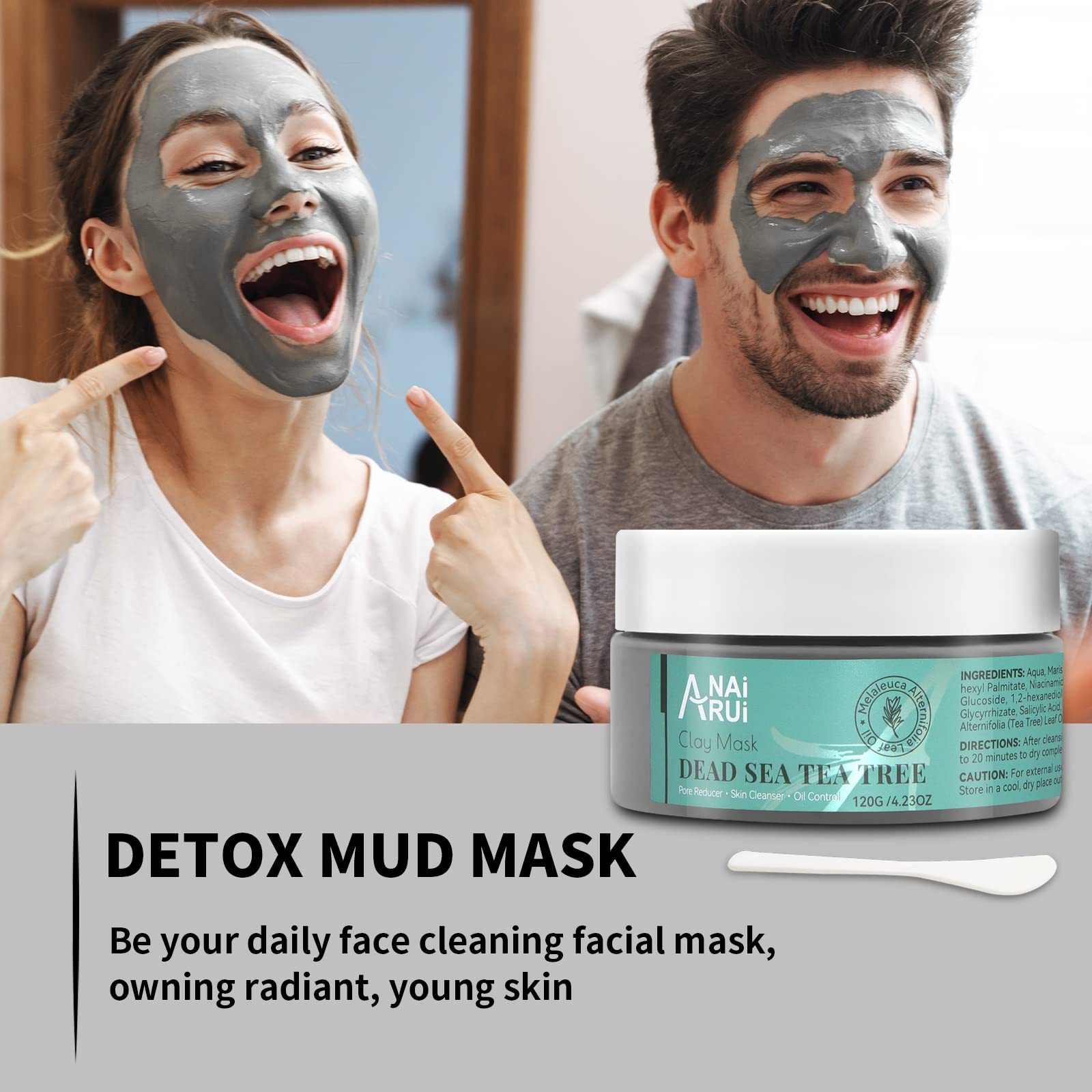 ANAI RUI Dead Sea Mud Mask with Tea Tree Oil & Salicylic Acid – Pore Cleanser for Acne-Prone Skin